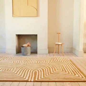 Reef RF28 Curve Modern Geometric Hand-Woven Wool Ochre Yellow/Cream Rug-Asiatic Carpets-Rug Love - The Most Loved Rug Store